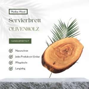 Servierbrett rustikal handgemacht aus Olivenholz 25 cm