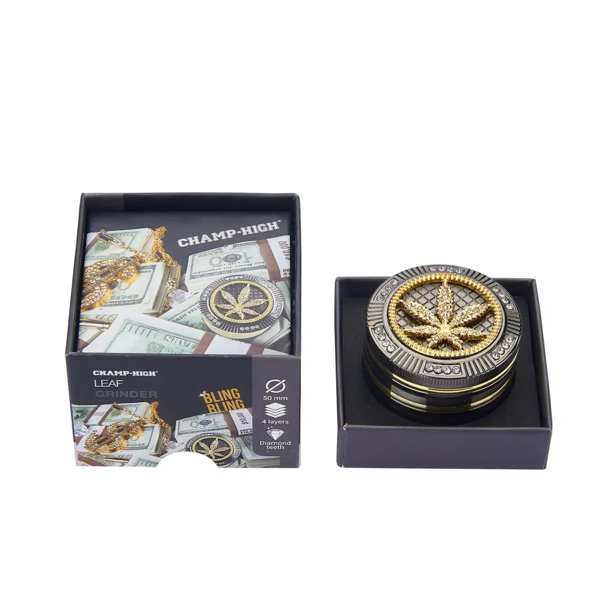 Champ High Grinder Bling Bling Leaf 4 teilig