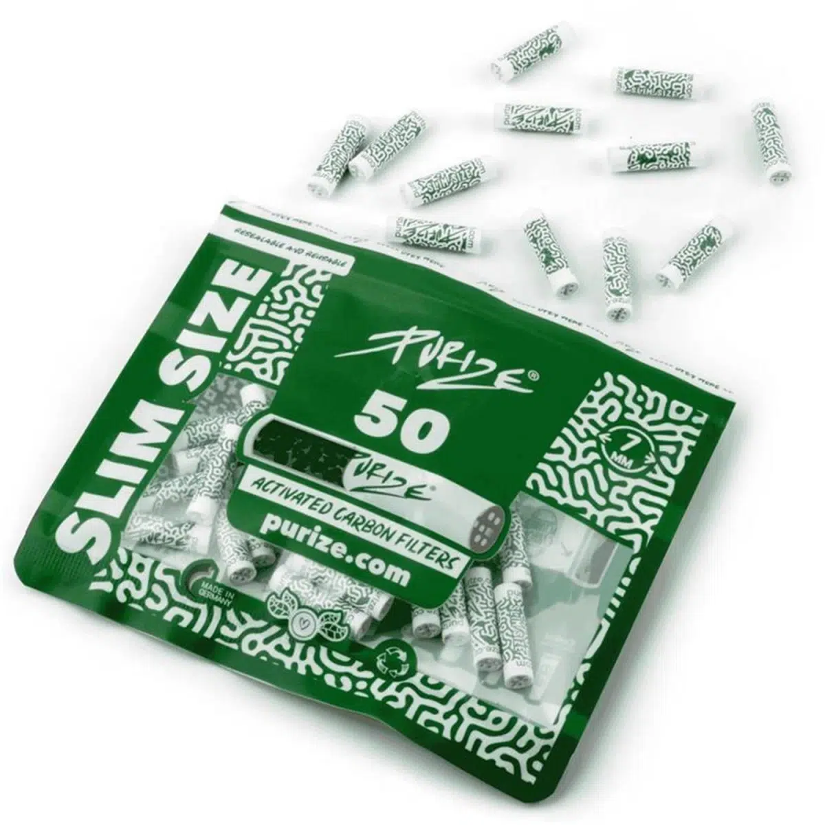 PURIZE Aktivkohlefilter Slim Size 7mm Weiß 3