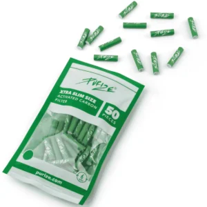 PURIZE Aktivkohlefilter XTRA Slim 6mm im Beutel Grün – 50 Stück