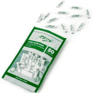PURIZE Aktivkohlefilter XTRA Slim 6mm im Beutel Weiß – 50 Stück
