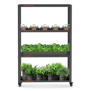 Spider Farmer 3-stöckiger Pflanzenständer aus Metall mit Pflanzenschalen