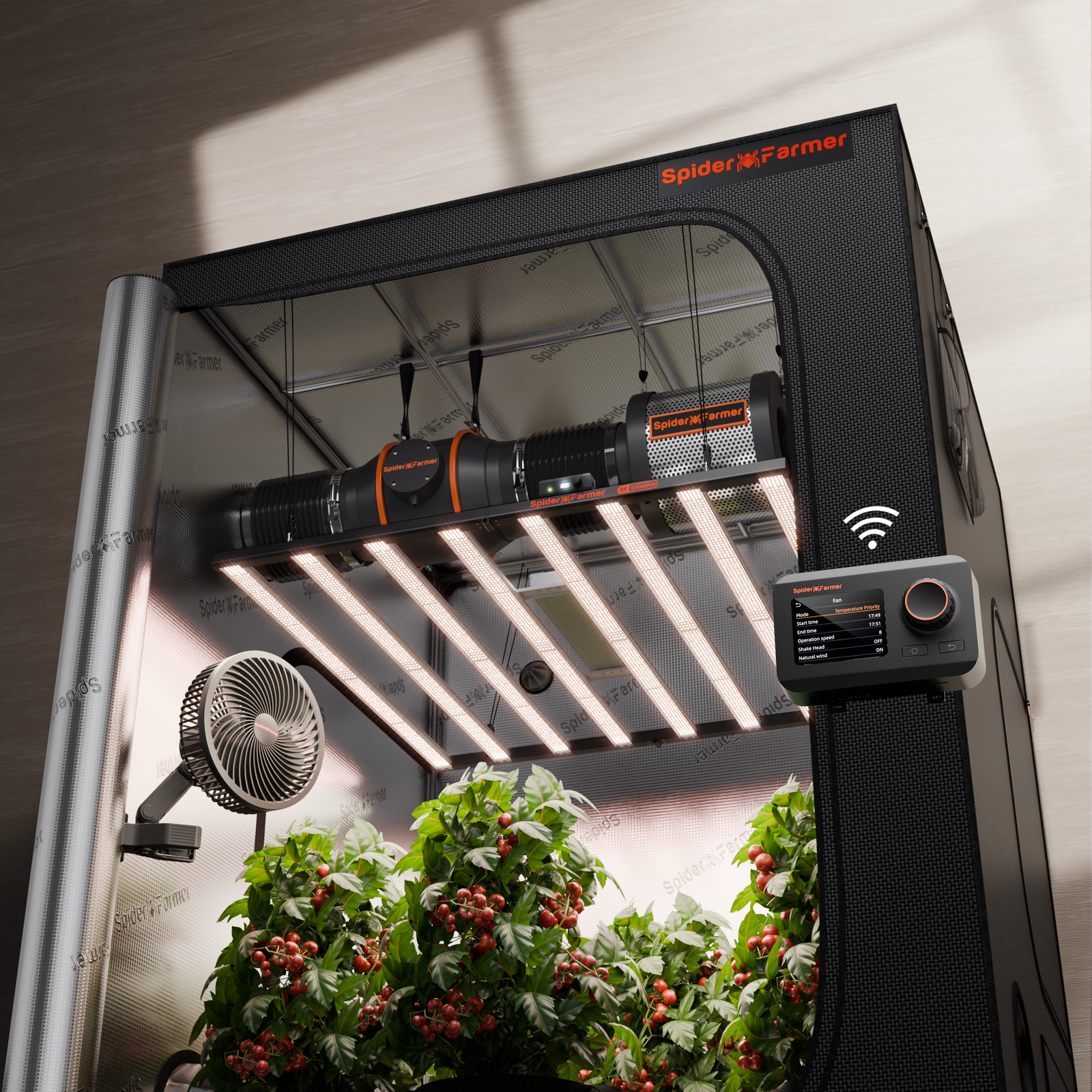 Spider Farmer Automatisiertes Growbox Komplettset – 150×150×200cm für 9 Pflanzen G1000W