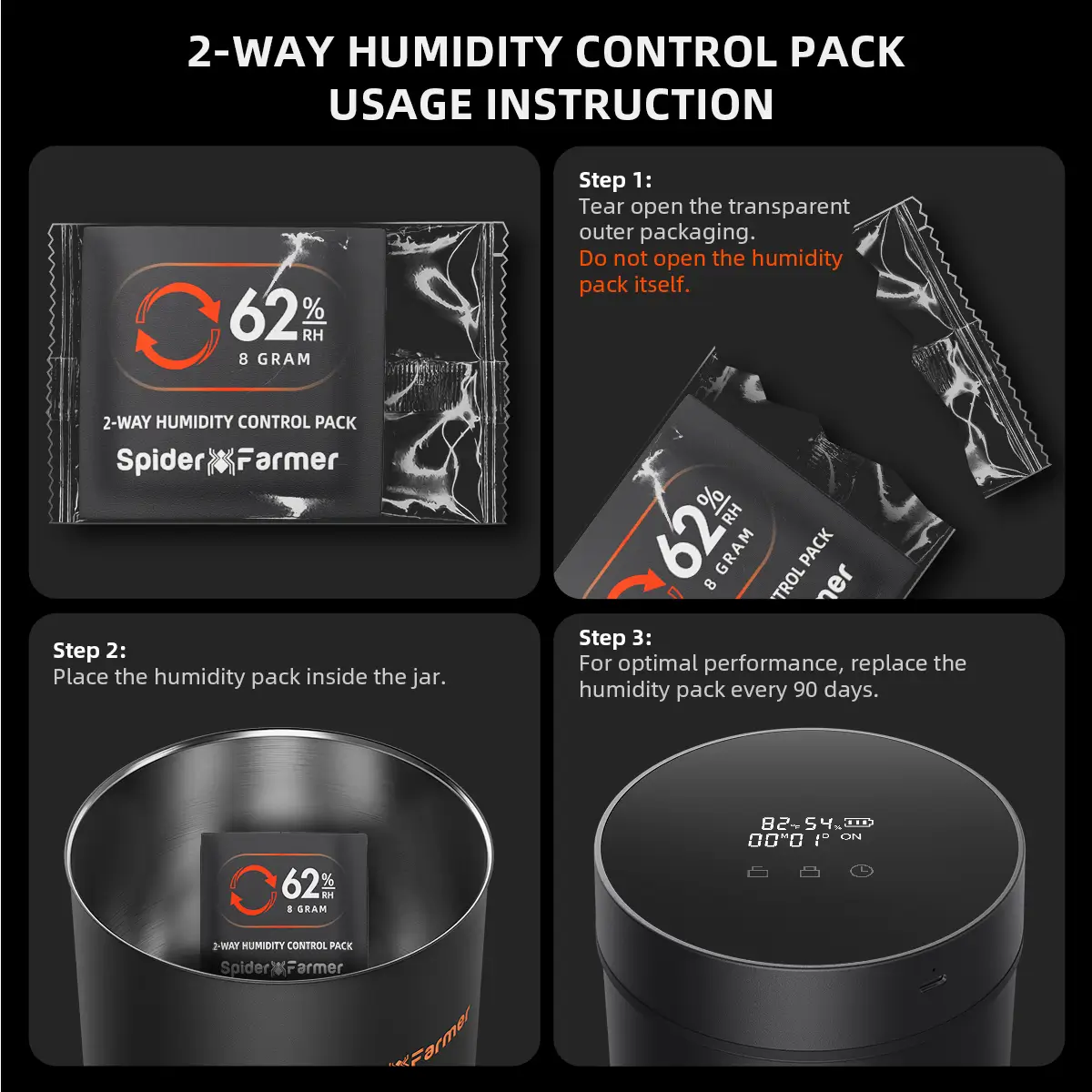 Spider Farmer Feuchtigkeitsregler 62% 8g, 10 Stück – Bild 6
