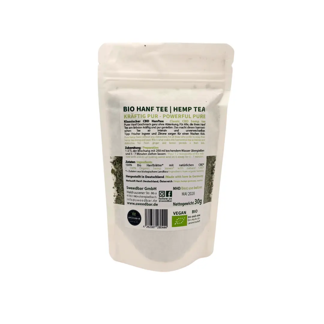 Sweedbar CBD Sweed Hemp Hanf Tee vegan hinten