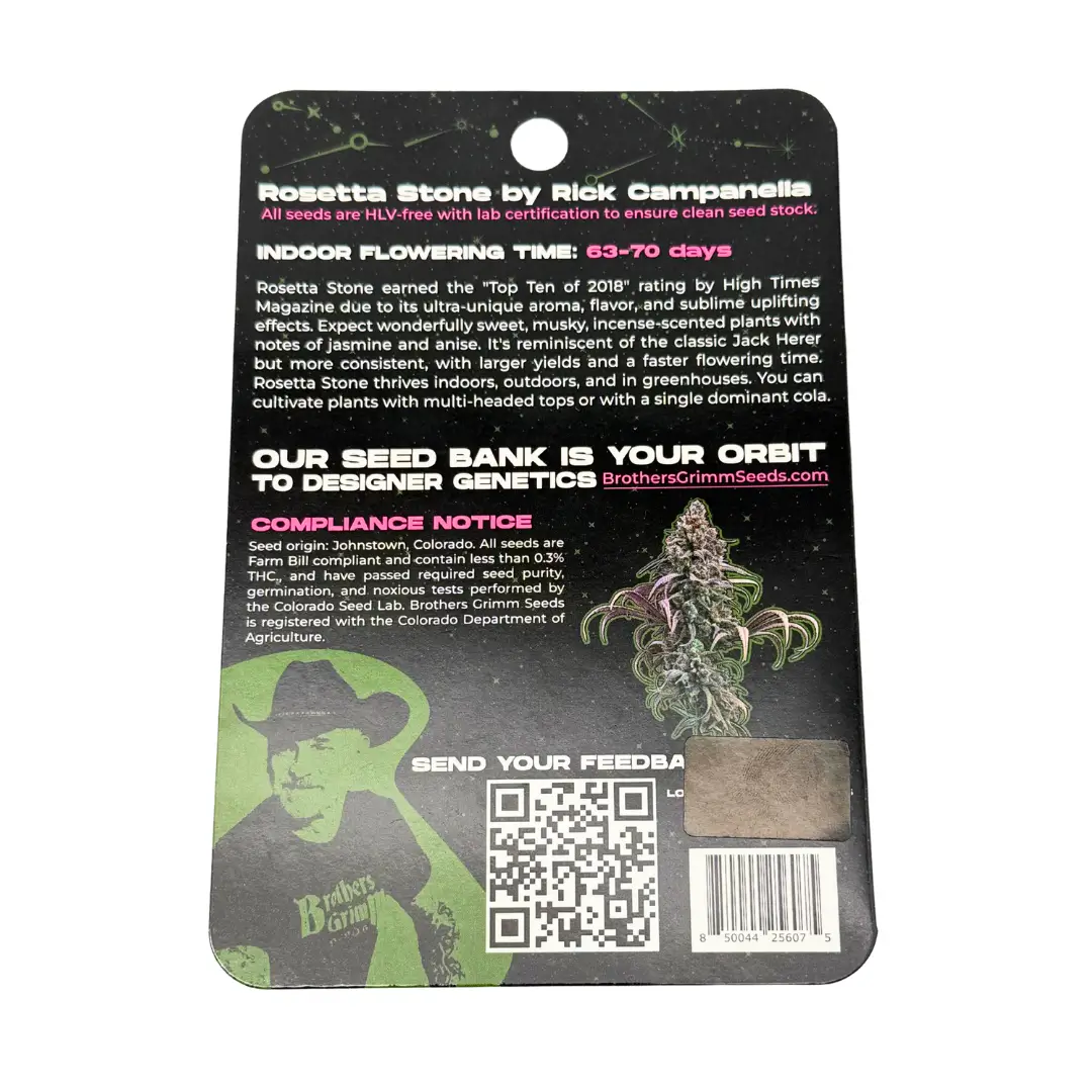 Brothers Grimm Seeds Rosetta Stone Verpackung hinten