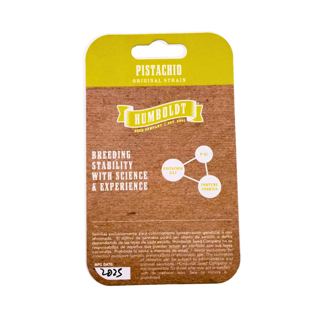 Humboldt Seed Co Pistachio Verpackung hinten