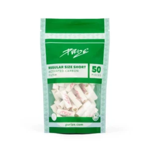 PURIZE Aktivkohlefilter Regular Short Size 9mm Weiß – 50 Stück