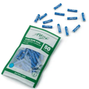 PURIZE Aktivkohlefilter XTRA Slim 6mm im Beutel Blau – 50 Stück