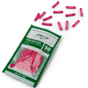 PURIZE Aktivkohlefilter XTRA Slim 6mm im Beutel Pink – 50 Stück