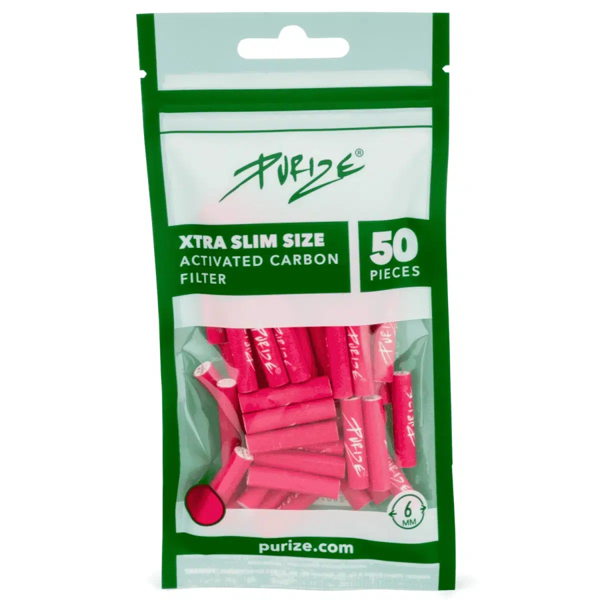 PURIZE Aktivkohlefilter XTRA Slim 6mm im Beutel Pink 4