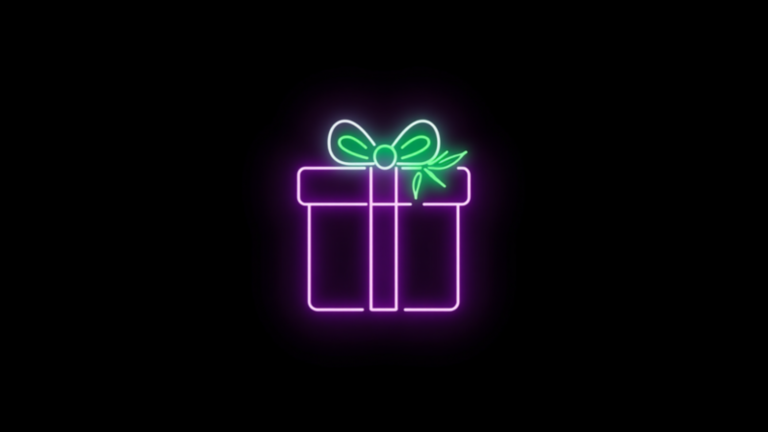 Neon-Geschenk mit grüner Schleife – Geschenkideen für Kiffer