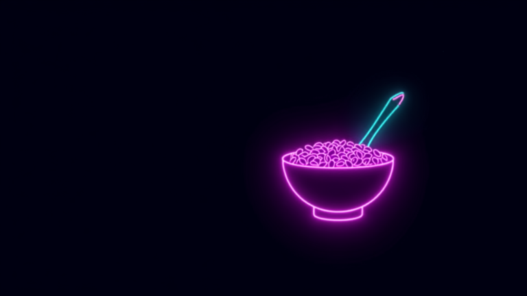 Neon-Schale mit Samen und Löffel – Hanfsamen in der Küche