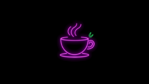 Neon-Teetasse mit Dampf und Hanfblatt – Hanftee richtig zubereiten