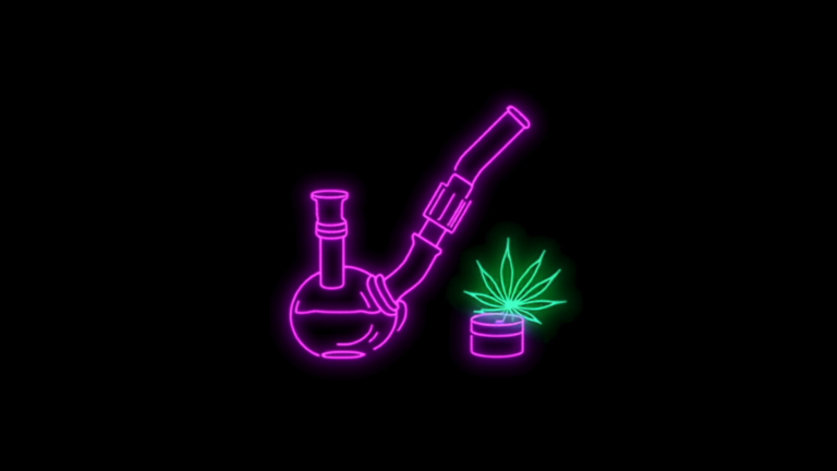 Neon Wasserpfeife und Grinder mit Hanfblatt – Headshop-Basics für Einsteiger