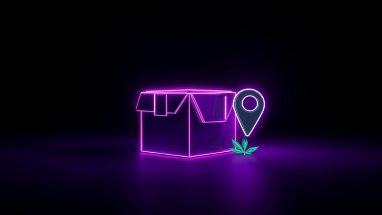 Neon-Paket mit Standort-Pin und Hanfblatt – Lieferung und Abholung bei Moin Kiffers in Paderborn