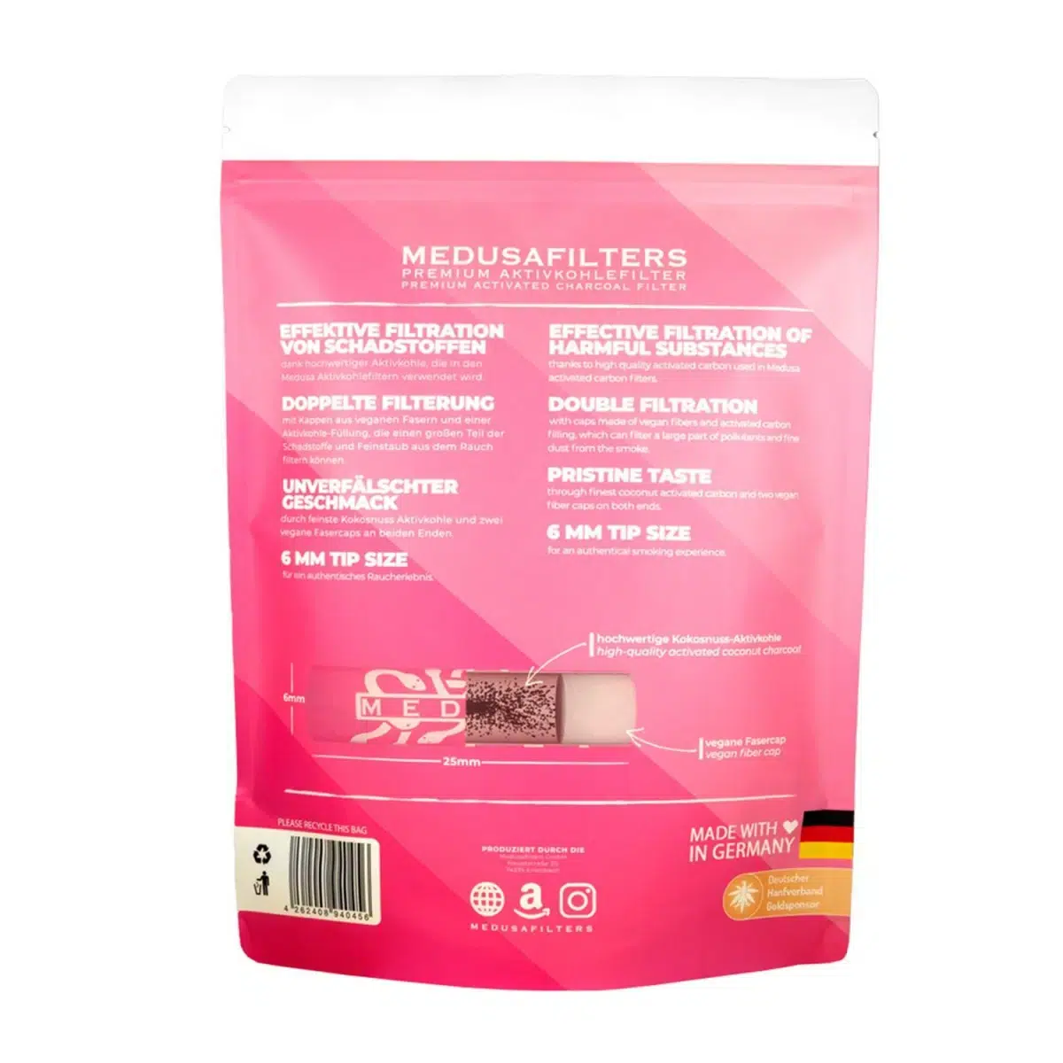 Medusafilters Aktivkohlefilter 6mm Rosé - 1000 Stück – Bild 2