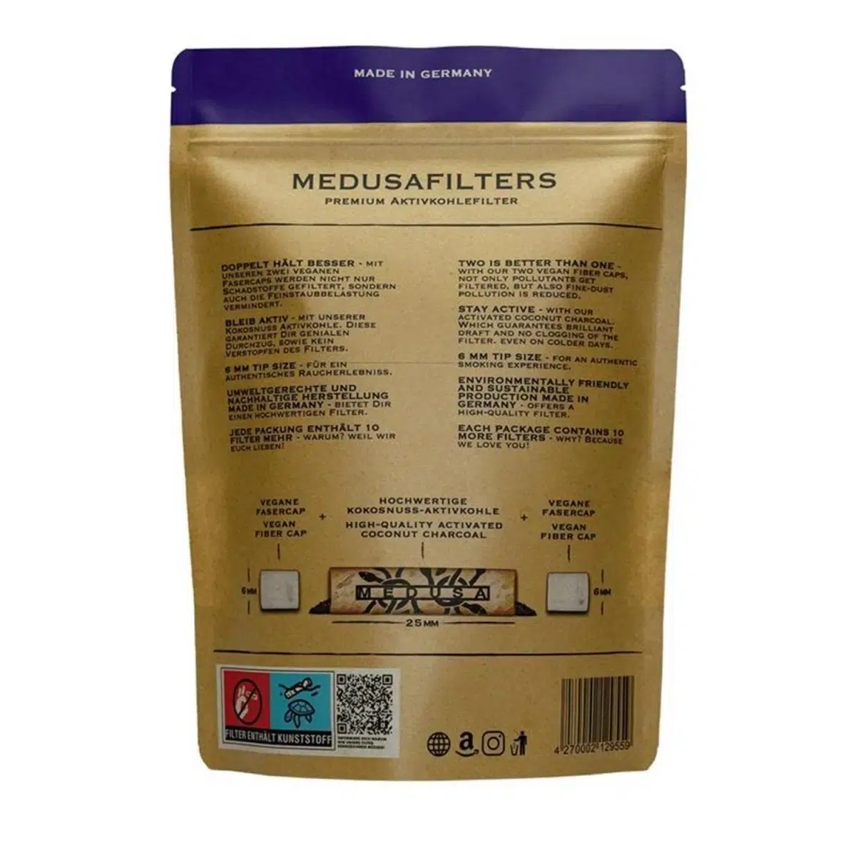 Medusafilters Aktivkohlefilter 6mm Violet - 1000 Stück – Bild 3