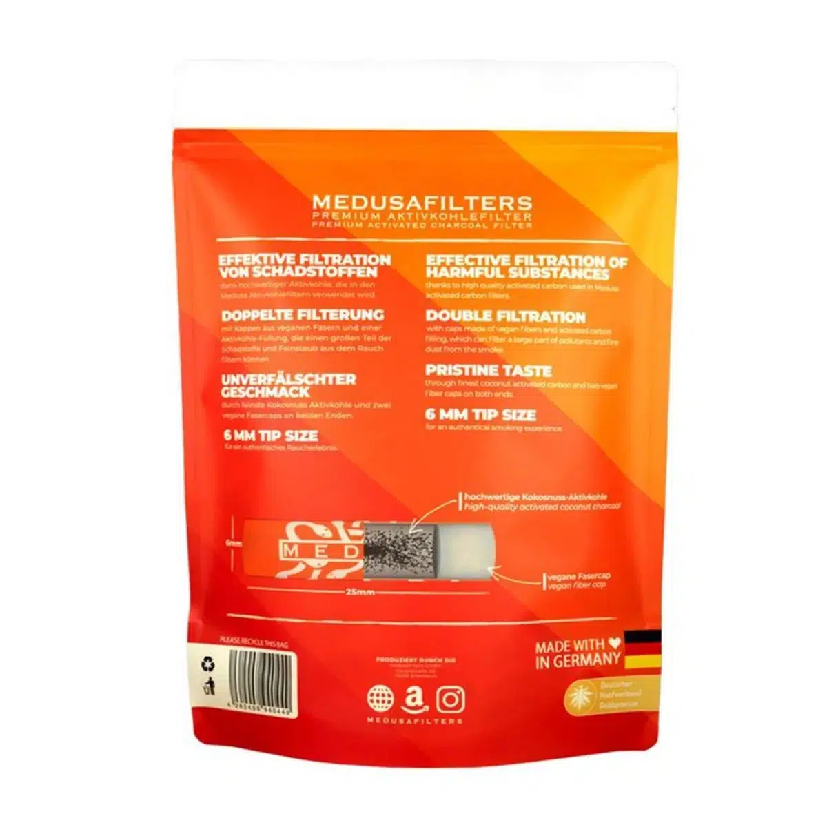Medusafilters Aktivkohlefilter 6mm Sunset - 1000 Stück – Bild 2