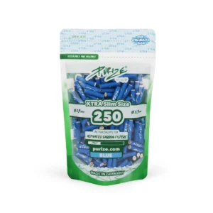 PURIZE Aktivkohlefilter XTRA Slim 6mm – Blau, 250 Stück