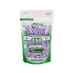 PURIZE Aktivkohlefilter XTRA Slim 6mm – Lila, 250 Stück