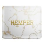 HEMPER Luxe White/Gold Marble Rolling Tray – Large