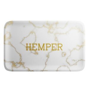 HEMPER Luxe White/Gold Marble Rolling Tray – Medium