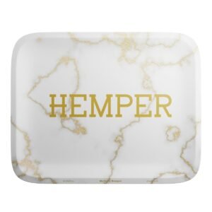 HEMPER Luxe White/Gold Marble Rolling Tray – Small